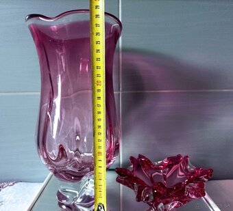 Hutné sklo - váza, popolník - 2