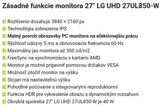 Monitor 4K - LG 27" LG UHD 27UL850-W - 2
