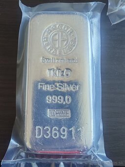Investičné striebro 1kg tehličky Argor Heraeus - 2