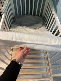 Drevená detská postieľka biela 120x60 - 2