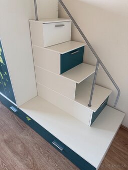 Detská poschodová posteľ so skriňou a stolom - 2