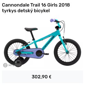 detsky 16" bicyklik CANNONDALE TRAIL, kolesa 16 - 2