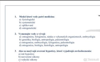 Sylabus otázok z biológie - 2
