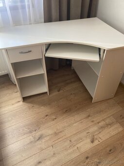 Kancelársky rohový  stôl biely - 2