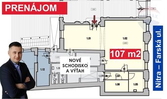 Obchodno-administratívne priestory na prenájom, Farská 10, N - 2