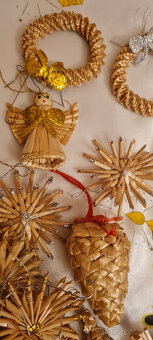 slamené vianočné ozdoby - - 2