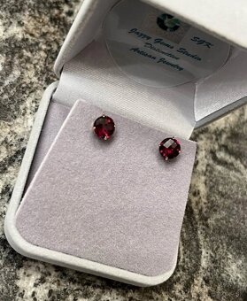 Nadherne granatove 14k zlte zlato nausnice - 2