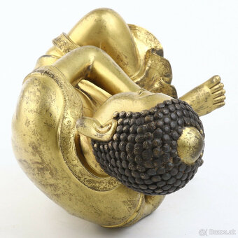 Starožitná čínska pozlátená medená socha Budhu - 2