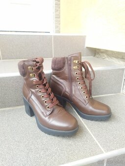 NOVÉ hnedé kožené členkové topánky Firetrap, veľkosť 38 - 2