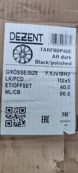 Alu disk R18 5x112 ET40 7,5J Dezent dark Black polished - 2