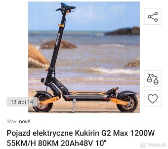 Elektrická kolobežka kukirin g2 max ako nova - 2