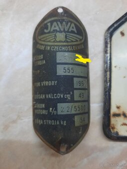 Štítok jawa pionier typ 555 + stará špz - 2