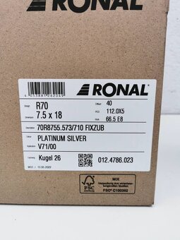 Nové Ronal 7,5X18 ET40 5X112 Škoda Alu disky R18 - 2