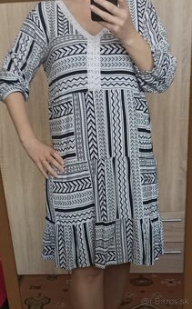 Dámske letné šaty XL bielo čierne s volánikmi etno - 2