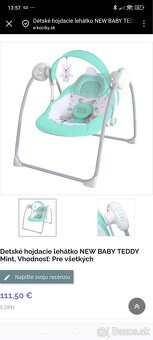 Detské hojdacie lehátko s melódiami New baby Teddy - 2