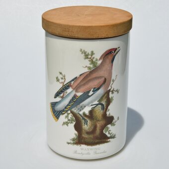 Dve vintage veľké dózy s dreveným vrchnákom Vtáky - 2