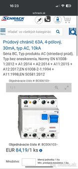 Prúdový chránič 63A, 4-pólový, 30mA, typ AC, 10kA - 2