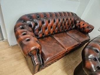 CHESTERFIELD ŠTÝL,TOP STAV,ZNÍŽENÁ CENA,3+2+1 - 2