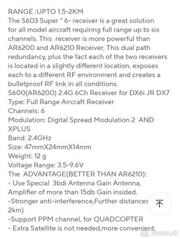 2.4Ghz prijmac 6ch DSMX - 2