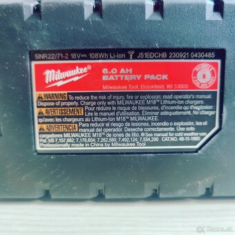 Batéria Milwaukee M18 6.0Ah - 2