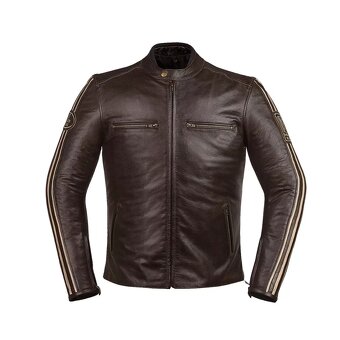 Moto Kožená Bunda Brown Vintage Stripess - 2