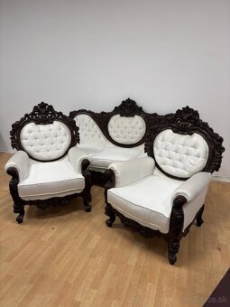 Sedačka v drevenom ráme,biela,ŠTÝLOVÁ-ZĽACNENÁ - 2