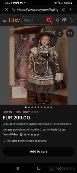 Nerozbalená porcelánová bábika s certifikátom - 2