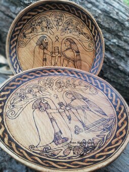 Svadobný tanier - Viking - Viking wedding wooden plate - 2