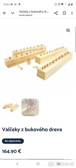 Original drevene valceky s uchytkami montessori - 2