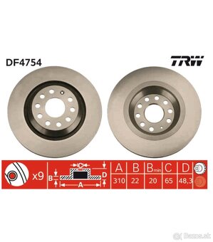 Brzdové kotúče nové vetrané 310mm - TRW DF475 - 2