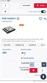 Vzduchový filter - Mercedes - 2