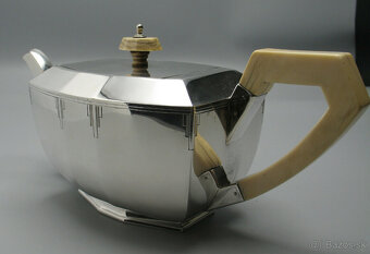 JEMNÝ ČAJOVÝ SERVIS V ŠTÝLE ART DECO STRIEBRO 1936 SHEFFIELD - 2