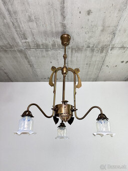 Secesný trojramenný luster + 3ks nástenné lampy - 2