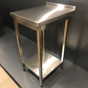 Pracovný stôl nerezový / nerezové stoly so zadným lemom - 2