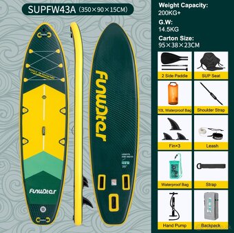 Paddleboard 350cm so sedačkou, 3 plutvy - 2