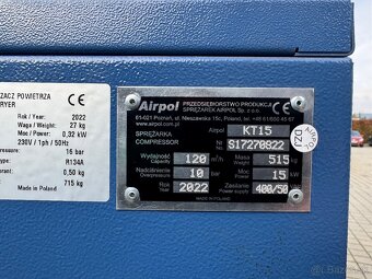 Predám skrutkový kompresor Airpol KT15/10bar - 2