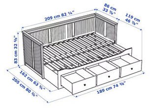 Rozkladacia postel biela HEMNES - 2