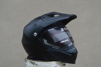 Enduro SHOT čierna helma prilba - prídavné tmavé sklo - 2
