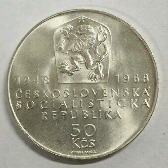 Strieborná Zberateľská Minca 50 Kčs 1968 - 2