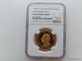 Ponúkam 5 dukátovú zlatú medailu Dubček 1968 NGC - 2