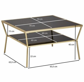Konferenčný stolík zlatý štvorec 70 cm - 2