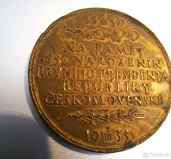Bronzova medaile 1935  Tomáš G. Masaryk - 2