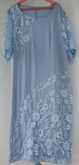 Šedo modré elastické šaty, 2XL/48 - 2