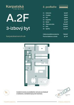 RADO | Rezidencia Karpatská A.2F, 3i byt 75,5m2 s terasou 6, - 2