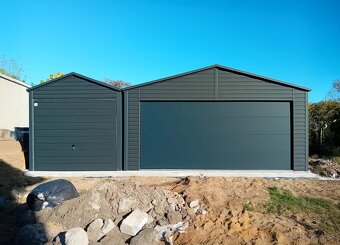 Plechová garáž - dvojgaráž. - 2