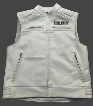 Moto Kožená Vesta White Harley Davidson - 2