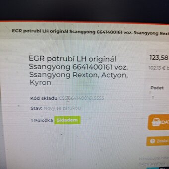 EGR potrubie Sangyong - 2