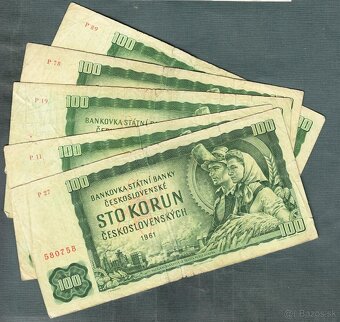 Staré bankovky 100 kčs 1961 - 5 kusů - 2