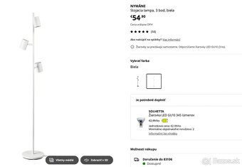 2x IKEA NYMÅNE Stojacia lampa, 3-bodová biela - 2