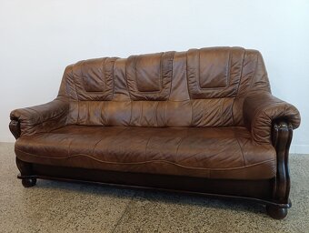 Kožená sedačka, trojsedačka, nábytek z masívu, kůže - 2